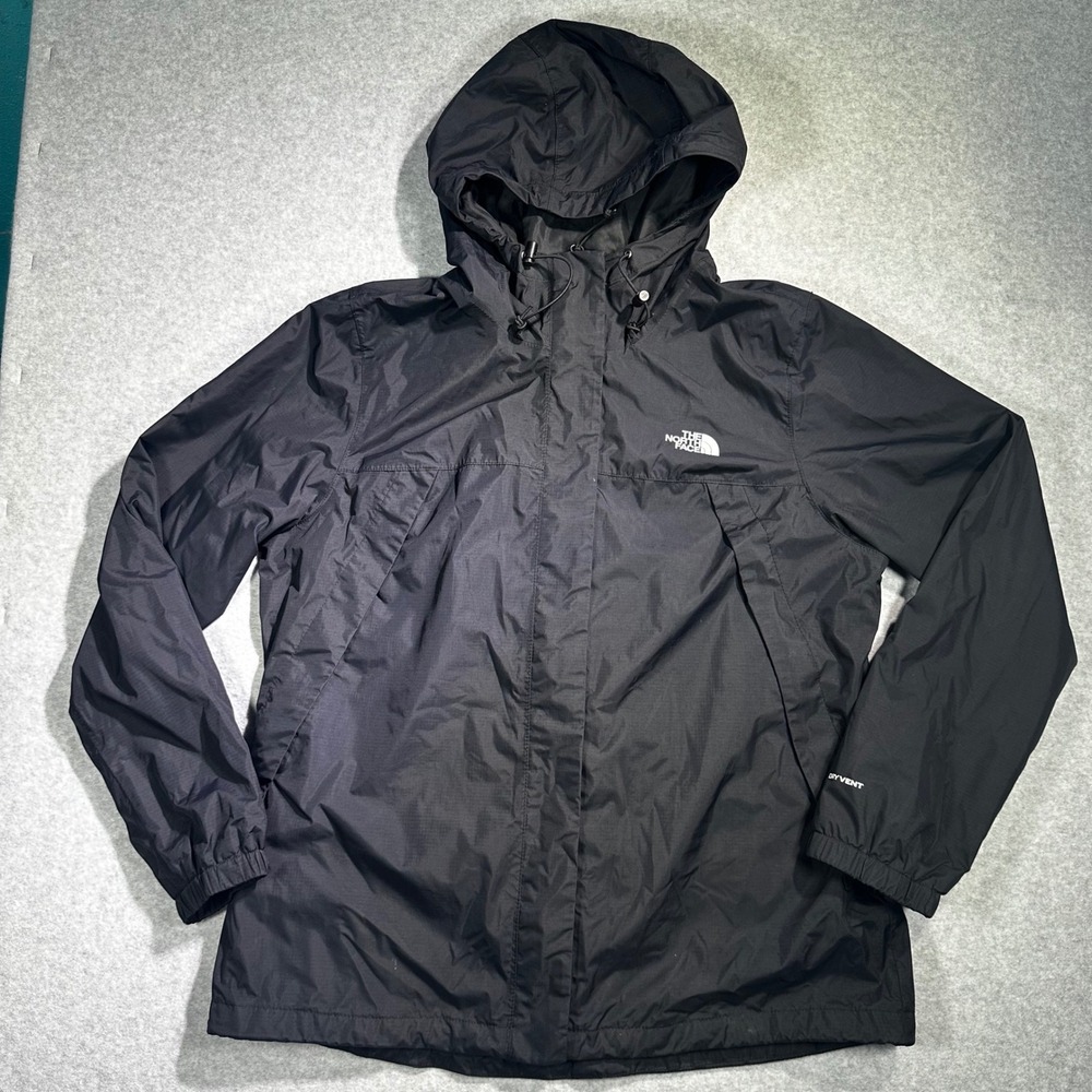The North Face Womens DryVent Rain Jacket Black Hooded Waterproof Shell Large